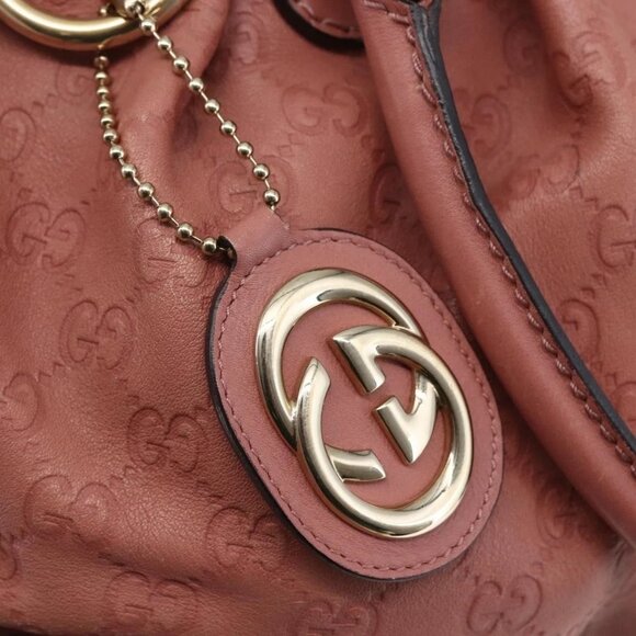 GUCCI GG Canvas Guccissima Hand Bag Leather 2way Pink Gold 247902 Auth 145986 - Picture 10 of 16